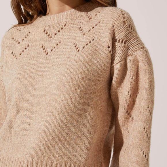 ASTR Pointelle Puff-Sleeve Sweater - Picture 2 of 11